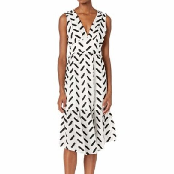 ALI + Jay A-Line Embroidered Dress BNWOT Sz Large Black White Ruffle Hem - Picture 1 of 10